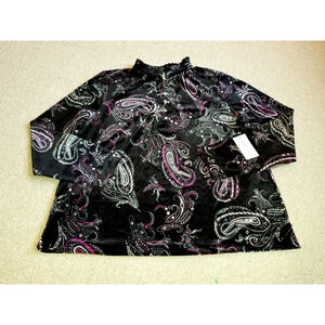 NWT Womens Top-CHARTER CLUB-paisley "Winter Cottage" velvet Whimsigoth ls-PXL